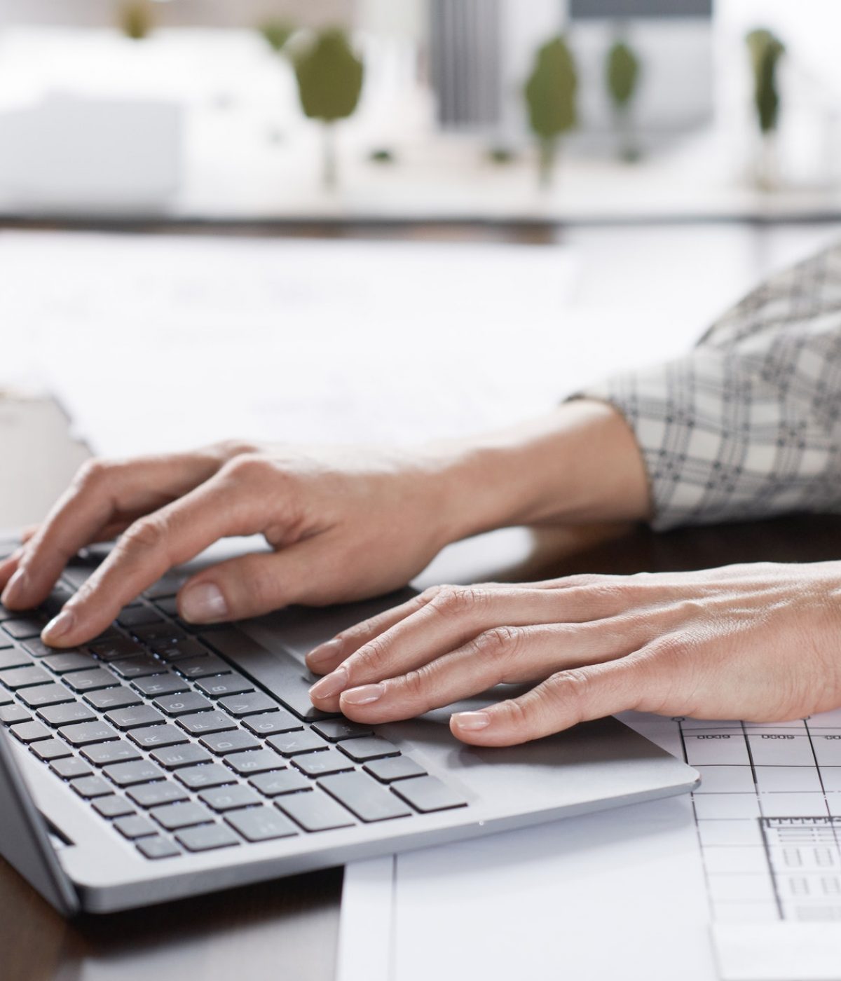 Woman working on laptop